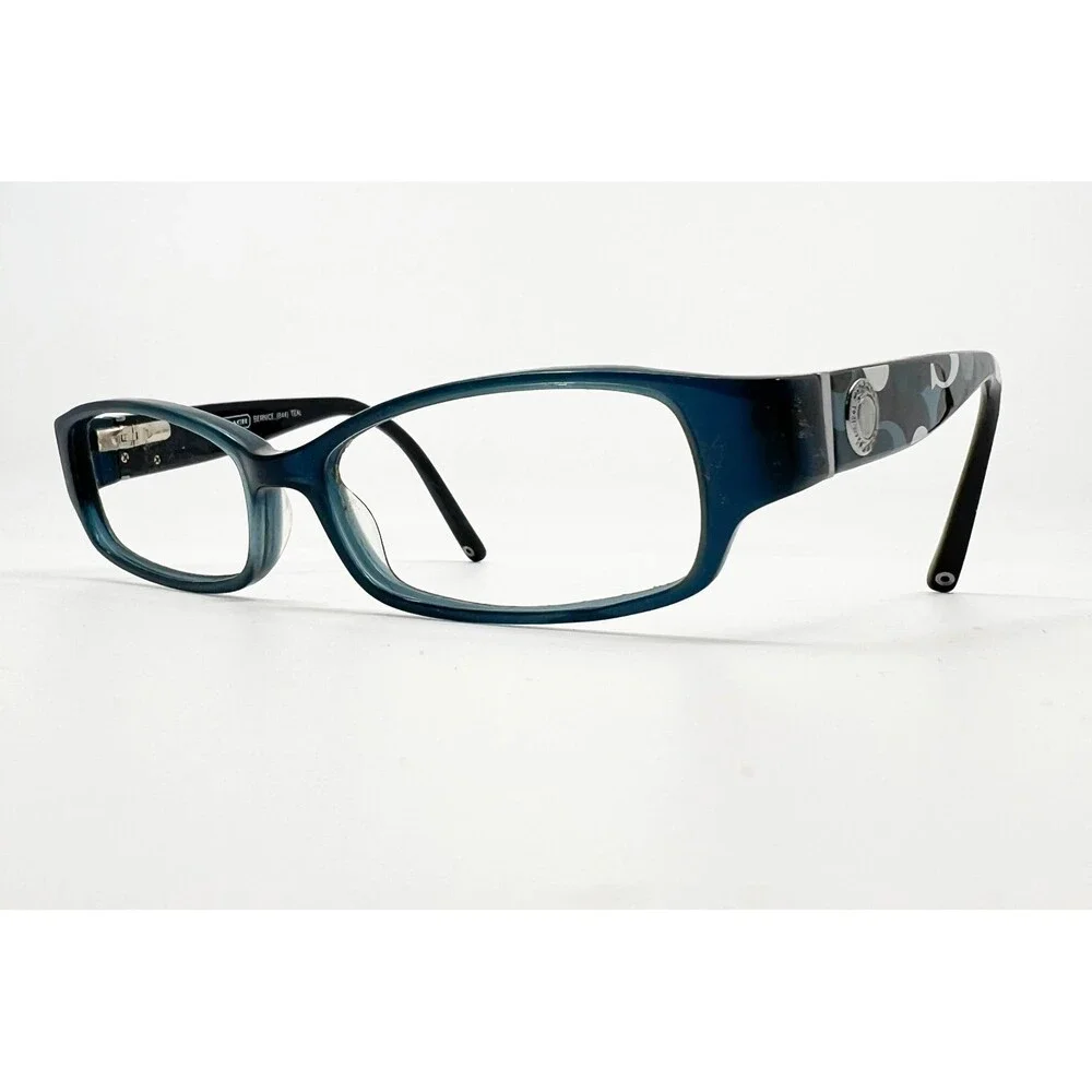 Coach Eyeglass Frames Womens Teal Bernice 844 Signature Logo Rectangle 50-16-135